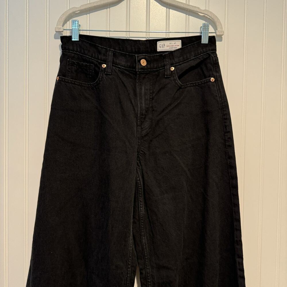 GAP Extra Baggy Low Rise Jeans Black Ultra Soft Denim Size 27 - Picture 3 of 6